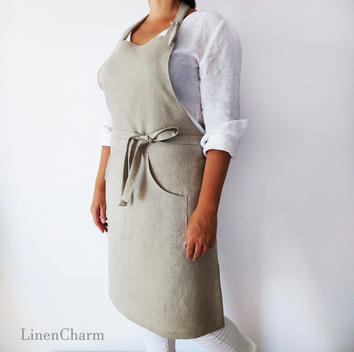 Stonewashed Linen apron. Kitchen apron for Women. Kitchen Apron for Men . Grey Apron.