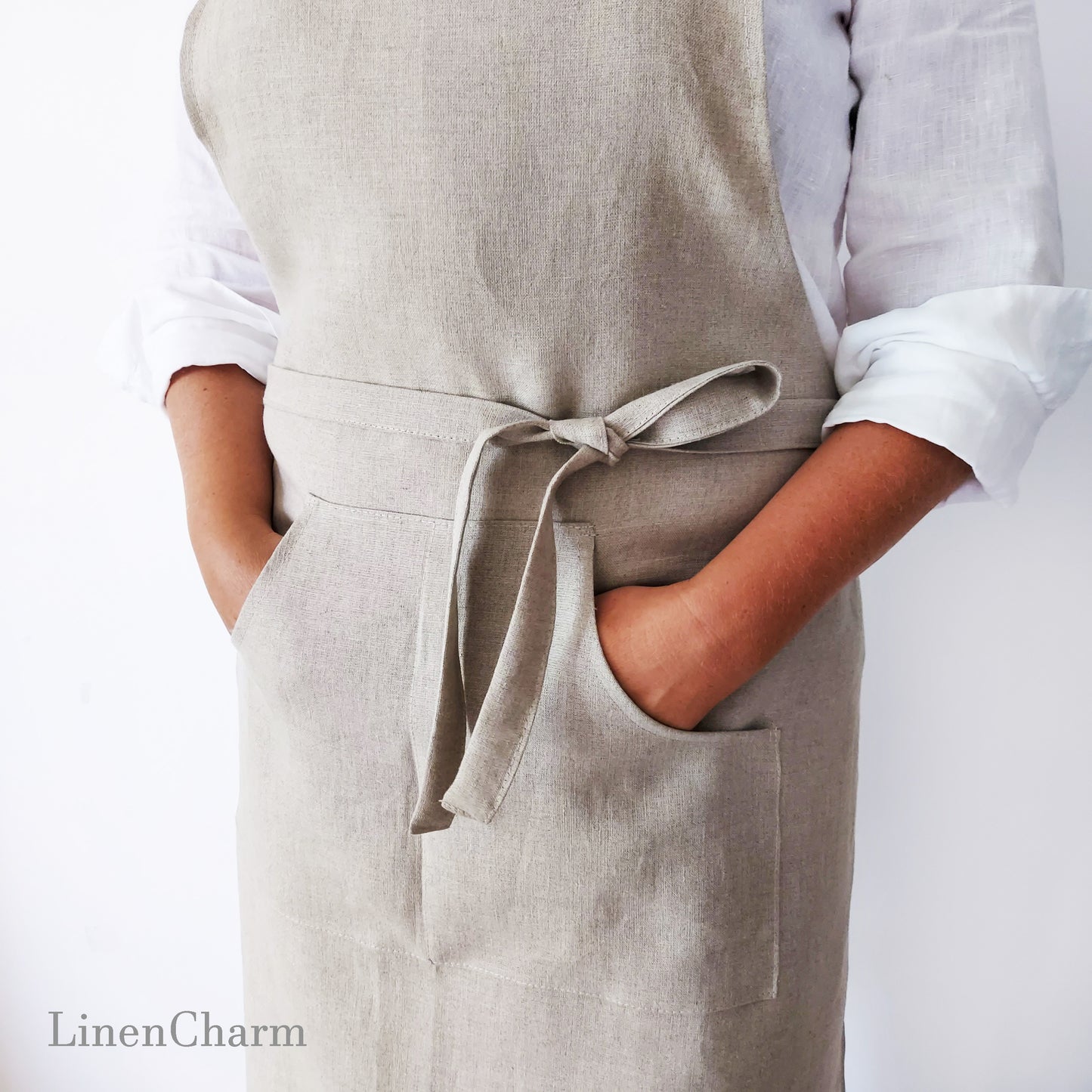Stonewashed Linen apron. Kitchen apron for Women. Kitchen Apron for Men . Grey Apron.