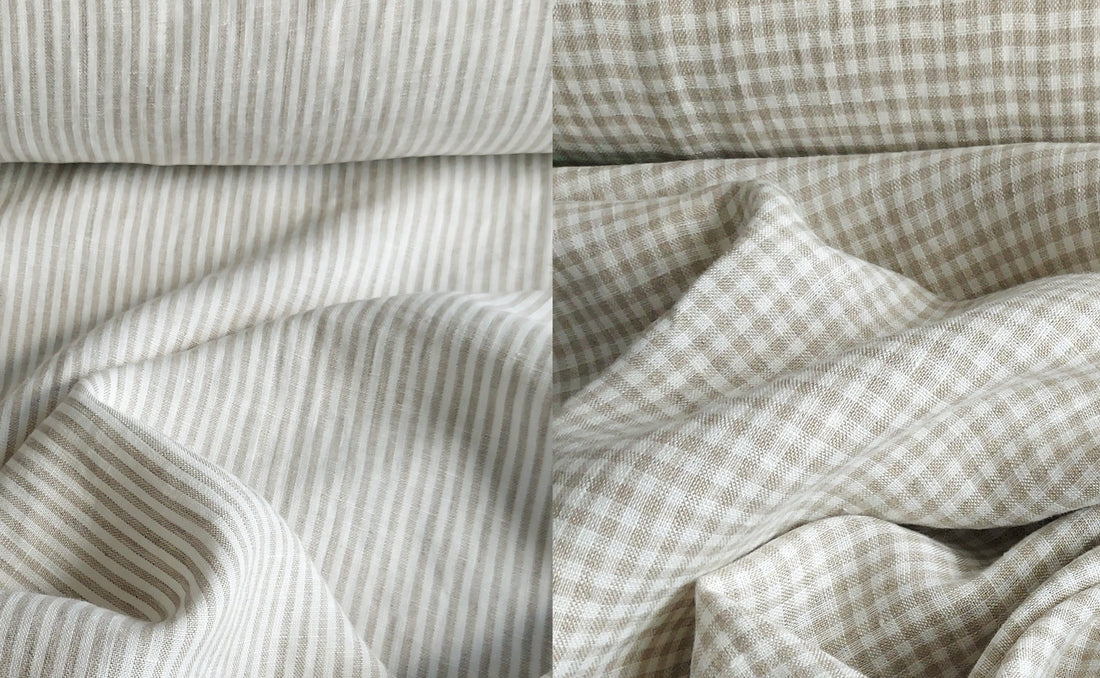 Striped and Plaid linen fabric 