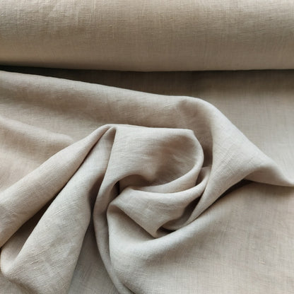 Linen fabric by metre, Soft linen fabric, Linen dressmaking fabric, beige linen material 