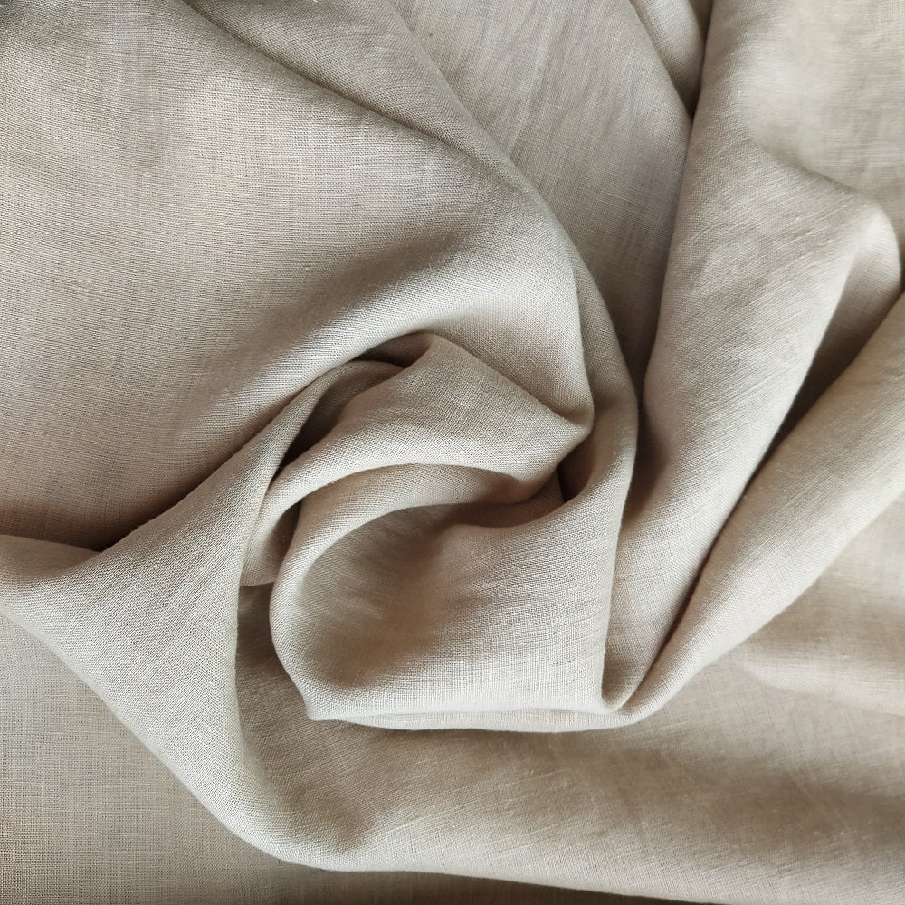 Linen fabric by metre, Soft linen fabric, Linen dressmaking fabric, beige linen material 