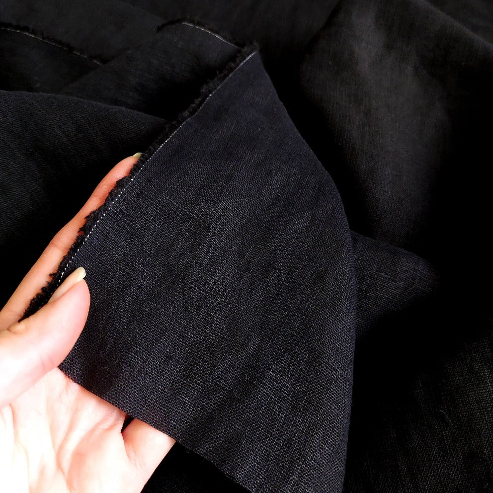 Linen fabric by metre, Soft linen fabric, Black linen fabric