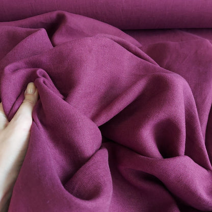 Linen fabric by metre, Soft linen fabric, Plum linen fabric