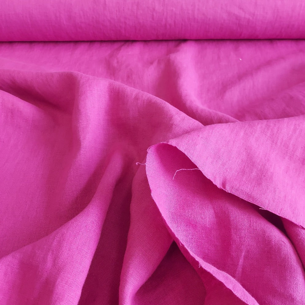 Linen fabric by metre, Soft linen fabric, Fuchsia linen fabric, Pure linen