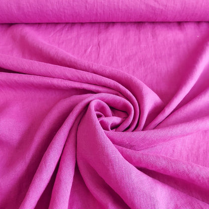 Linen fabric by metre, Soft linen fabric, Fuchsia linen fabric, Pure linen