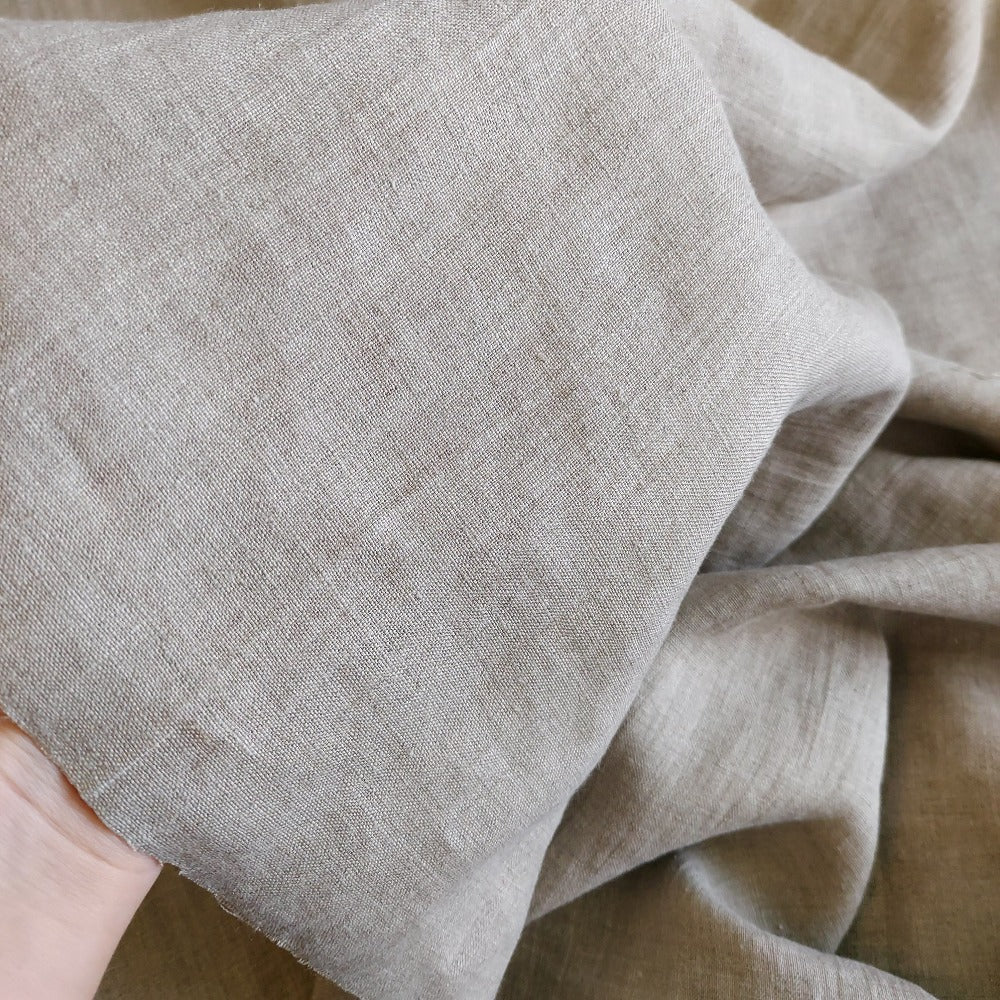 Linen Fabric Stonewashed, Soft Linen Fabric, 170g/m2, 145cm/57", Natural Linen