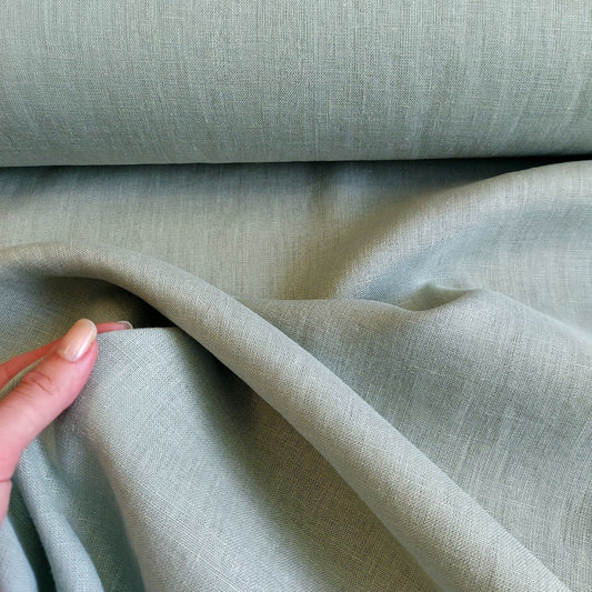 Linen Fabric Stonewashed, Soft Linen Fabric, 205g/m2, 145cm/57", Sage Linen