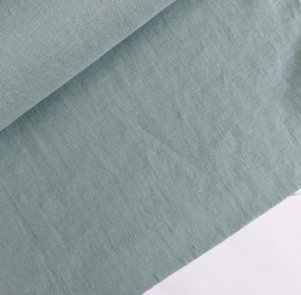 Linen Fabric Stonewashed, Soft Linen Fabric, 205g/m2, 145cm/57", Grey Mint Linen