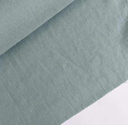 Linen Fabric Stonewashed, Soft Linen Fabric, 205g/m2, 145cm/57", Grey Mint Linen