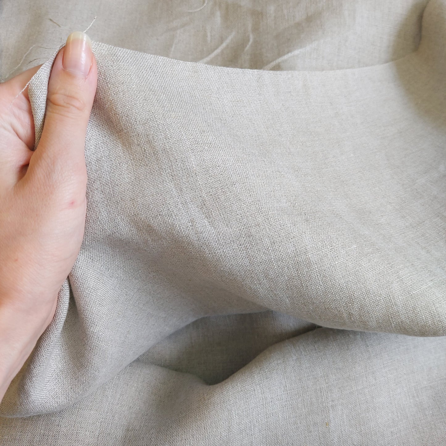 Linen Fabric Stonewashed, Soft Linen Fabric, 205g/m2, 145cm/57", Natural Linen