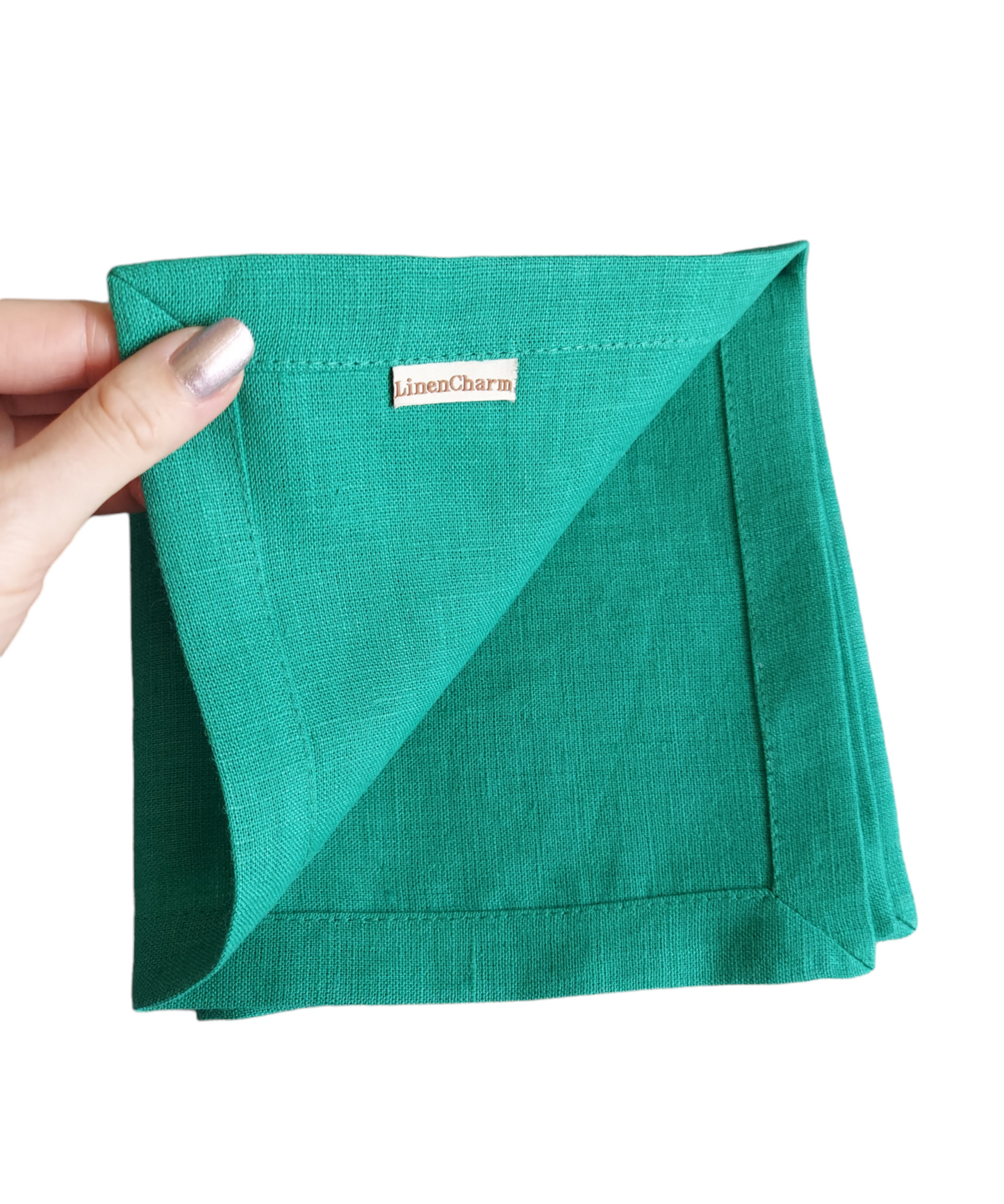 Linen Napkins for Weddings and Events, 100% Pure Linen Napkins, Emerald Napkins 205g/m2