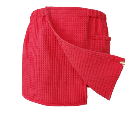 Sexy Spa Towel Wrap XS-6XL for Men, Bath Towel Spa Pool Sauna Towel Kilt Wrap, Red