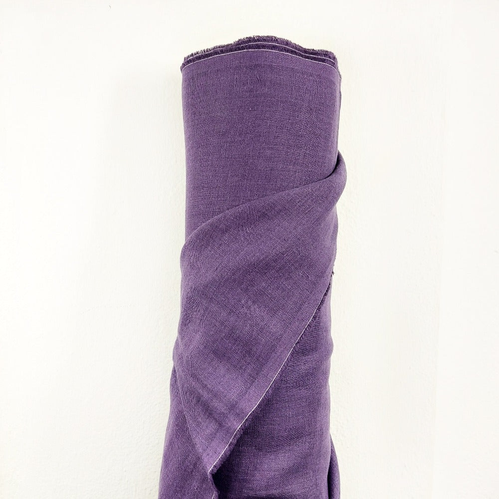 Linen fabric by metre, Soft linen fabric, Eggplant purple linen fabric