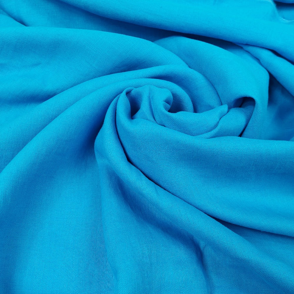 Linen fabric by metre, Soft linen fabric, Turquoise linen fabric, Pure flax