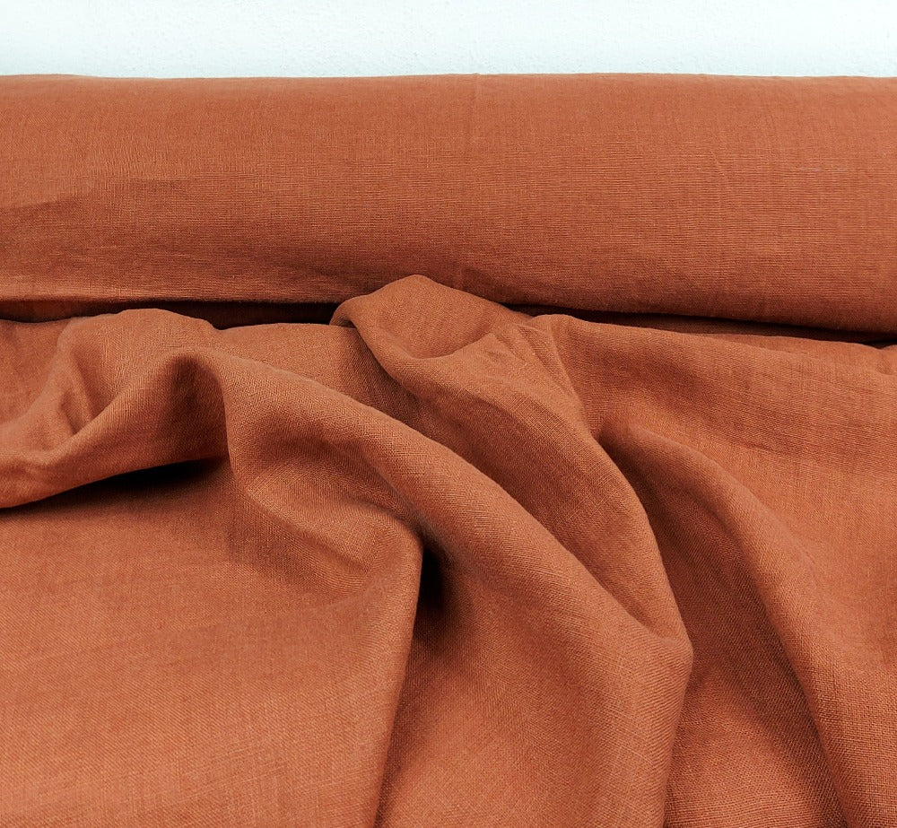 Linen fabric by metre, Soft linen fabric, Cinnamon linen fabric