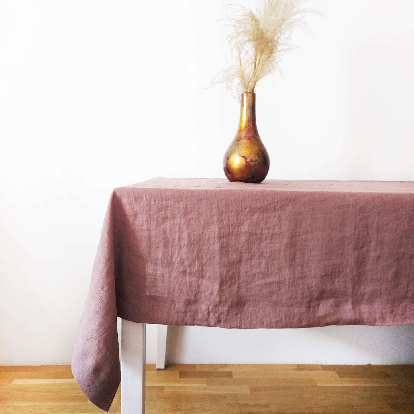 Natural Linen Tablecloth, Stonewashed Linen Tablecloth, 160g/m2 Coffee Rose