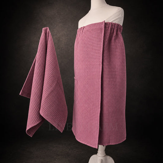 Women's Cotton Towel Wrap Set with Hand Towel | Spa, Sauna & Bath Old Rose