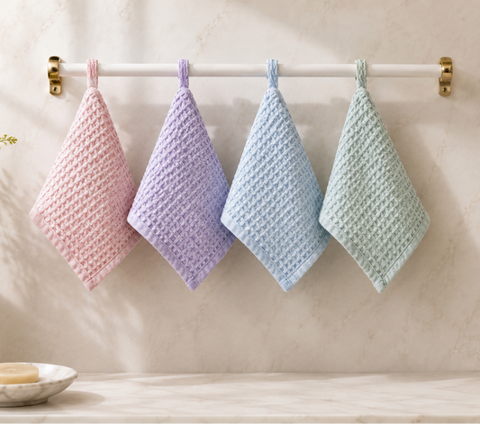 Cotton Waffle Face Cloth Towel – Soft, Absorbent & Travel-Ready