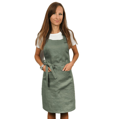 Kitchen apron, Linen apron, Apron with pockets, Cooking apron