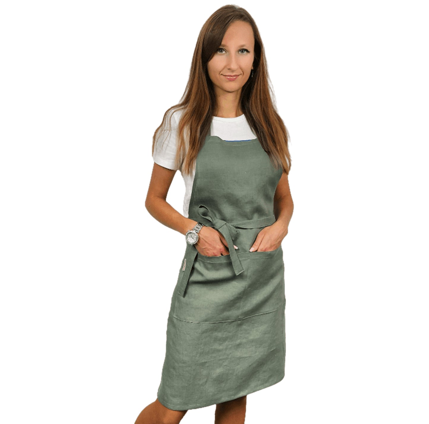 Kitchen apron, Linen apron, Apron with pockets, Cooking apron