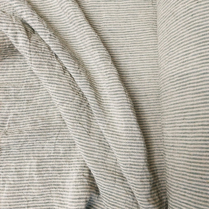 Linen fabric by metre, Soft linen fabric, Striped green linen fabric, striped fabric, flax 