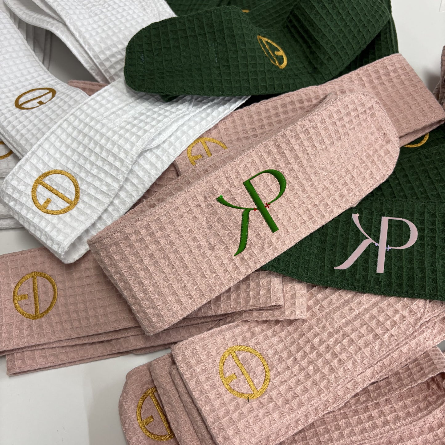 INDIVIDUAL ORDER 5 green headband with the Dusty pink text