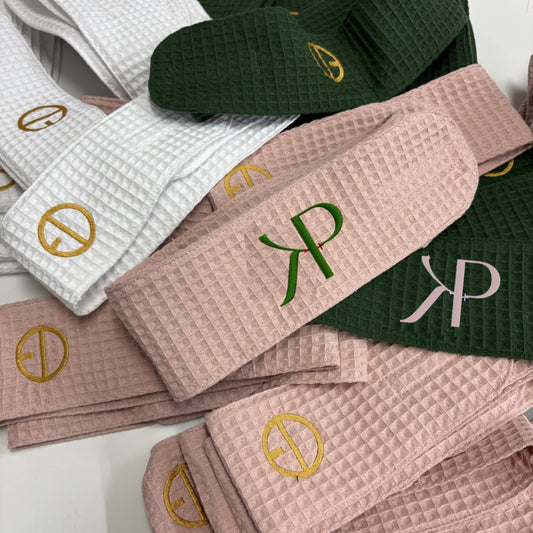 INDIVIDUAL ORDER 5 green headband with the Dusty pink text