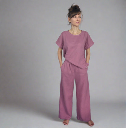 Cotton muslin top and trousers set, Two piece set,