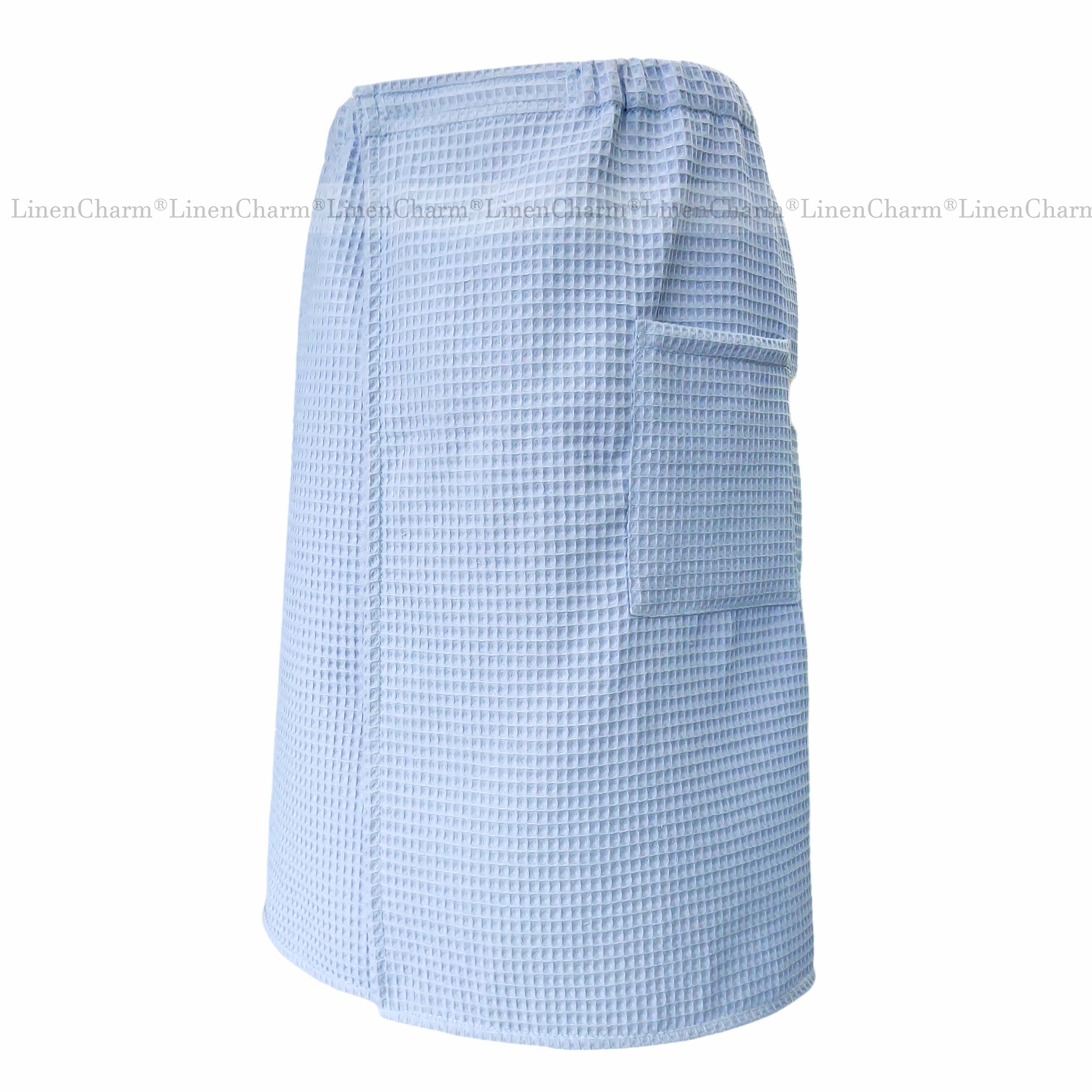 Light blue checkered skirt on a white background