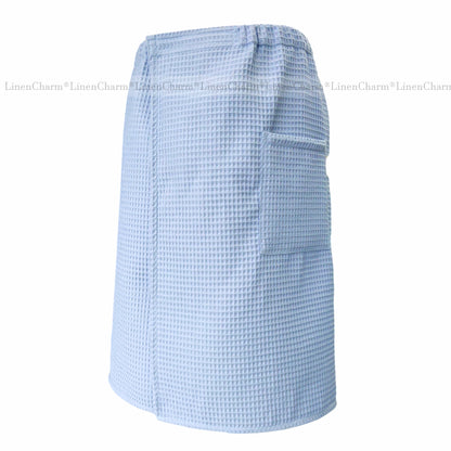 Light blue checkered skirt on a white background