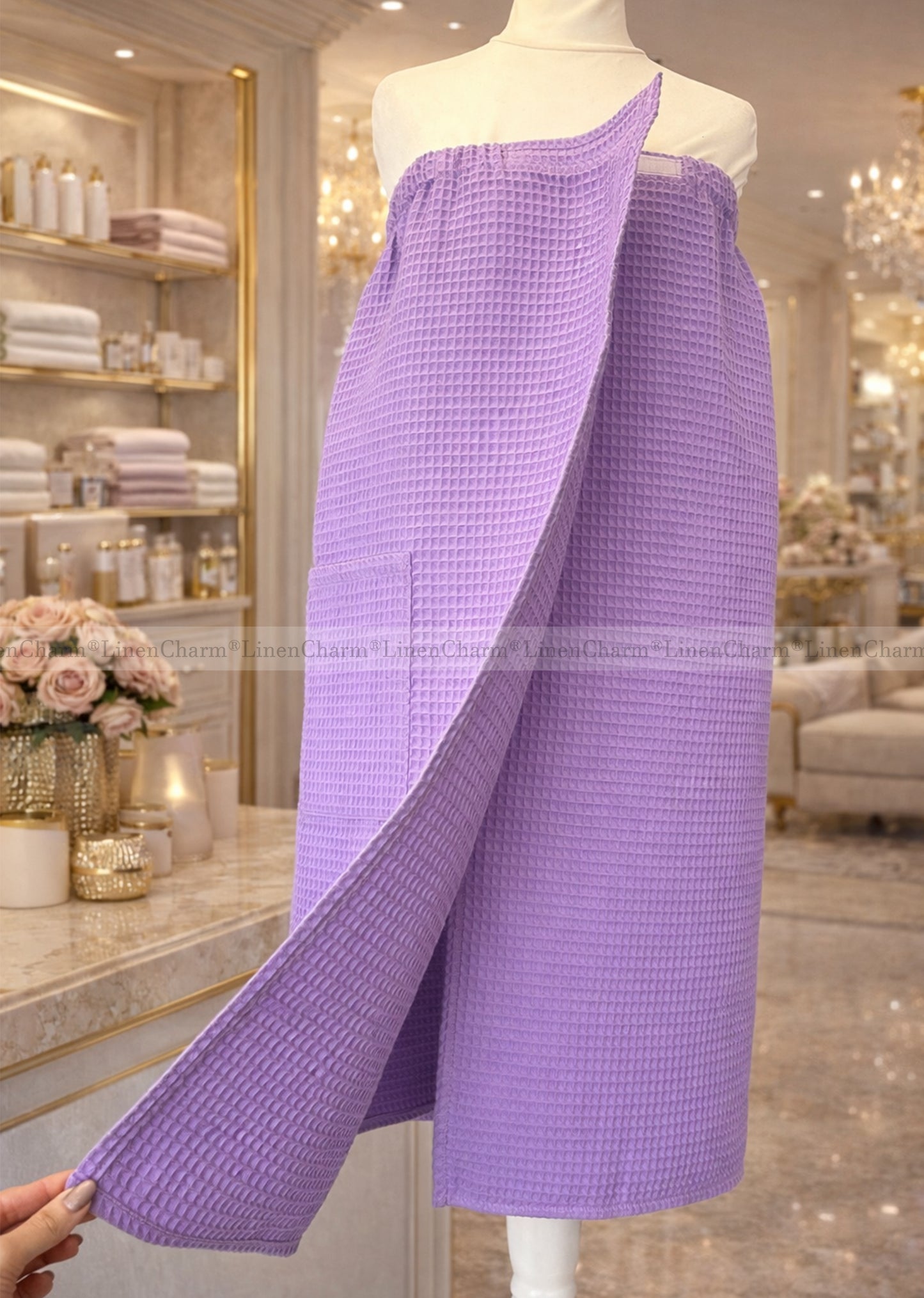 Premium Spa Towel Wrap for Women | XS-6XL, Soft Cotton for Bath, Sauna & Pool – Lilac
