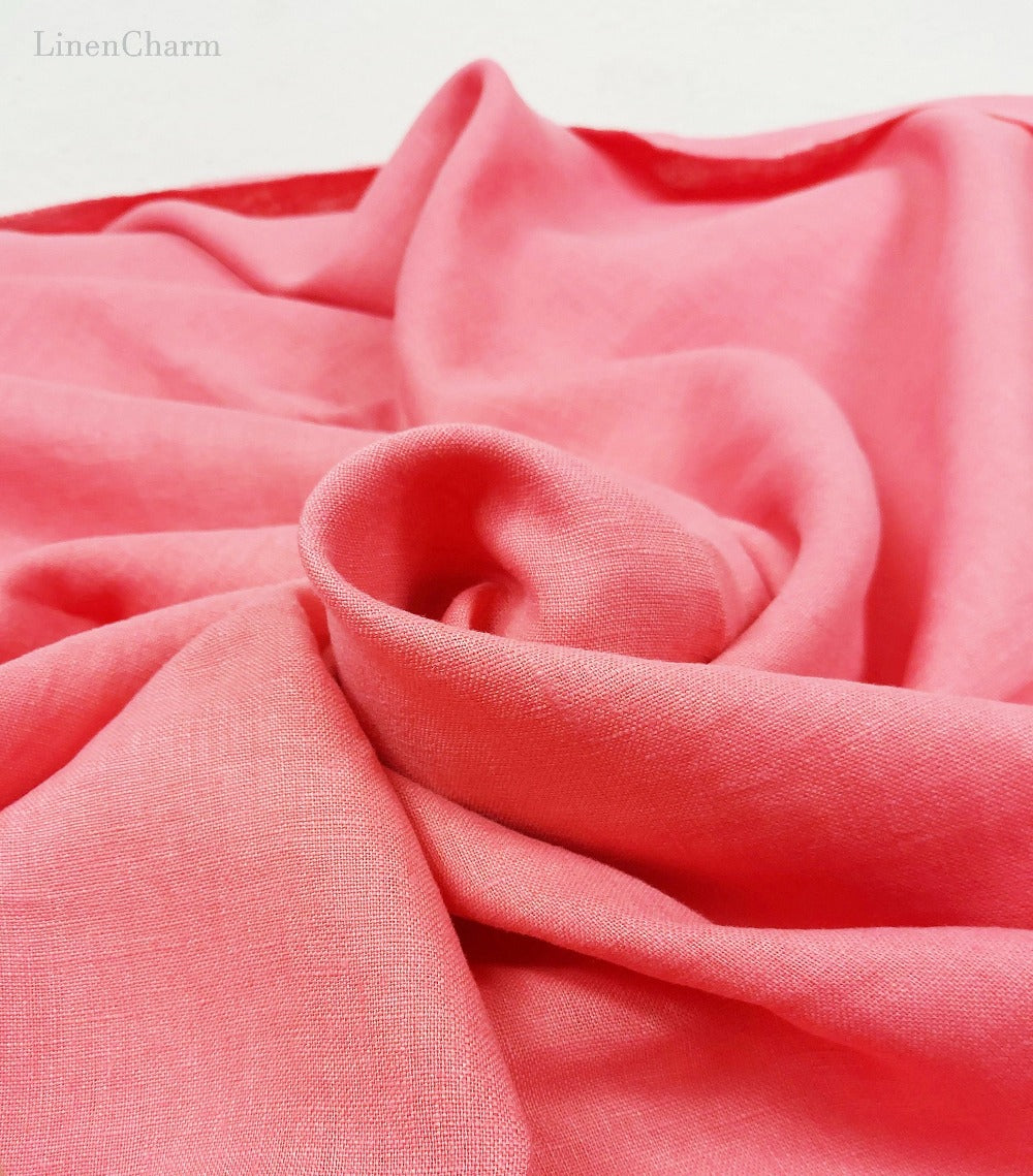 Linen fabric by metre, Soft linen fabric, Coral linen fabric