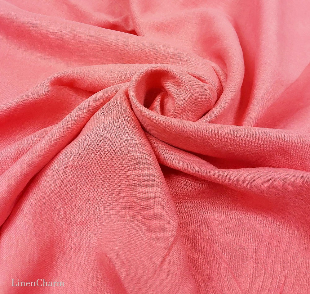 Linen fabric by metre, Soft linen fabric, Coral linen fabric