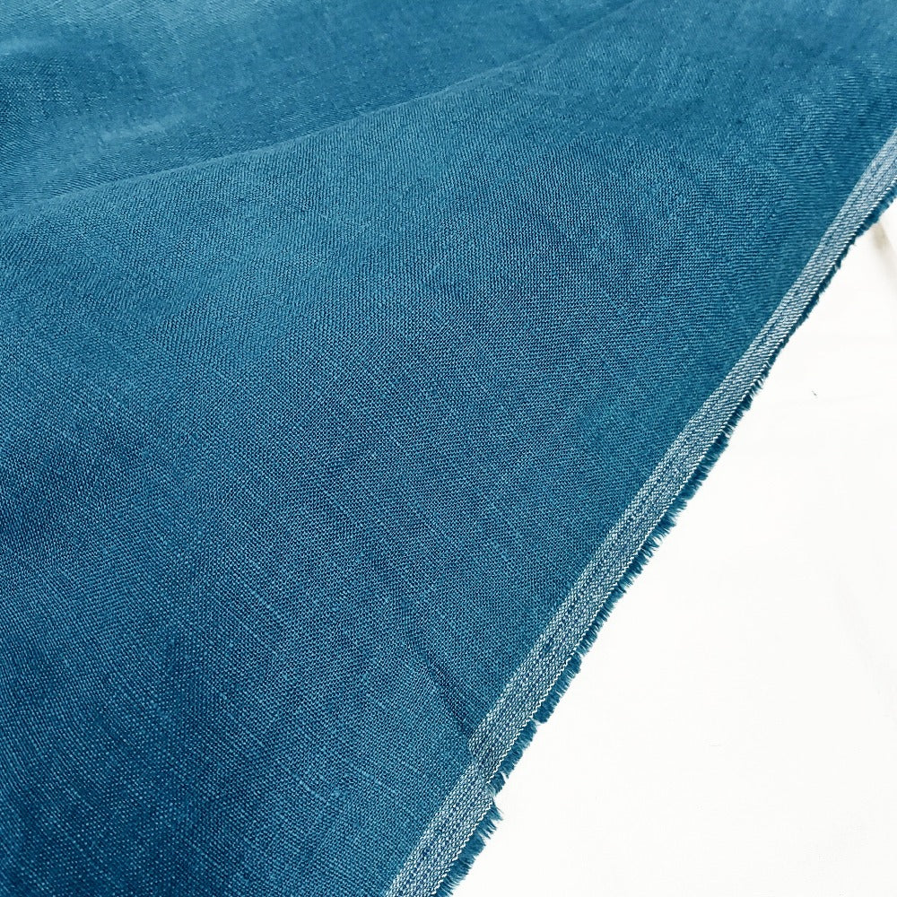 Linen fabric by metre, Soft linen fabric, Sea blue linen fabric