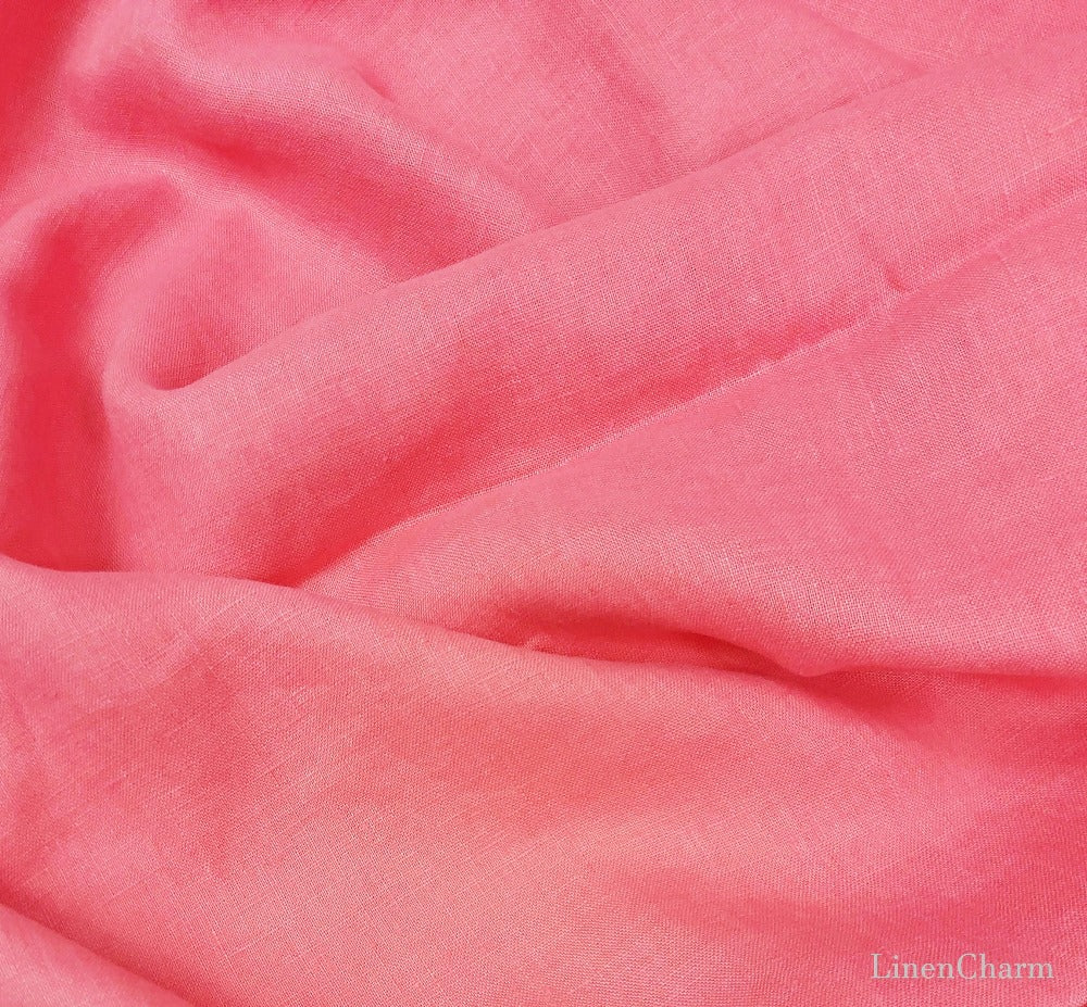 Linen fabric by metre, Soft linen fabric, Coral linen fabric