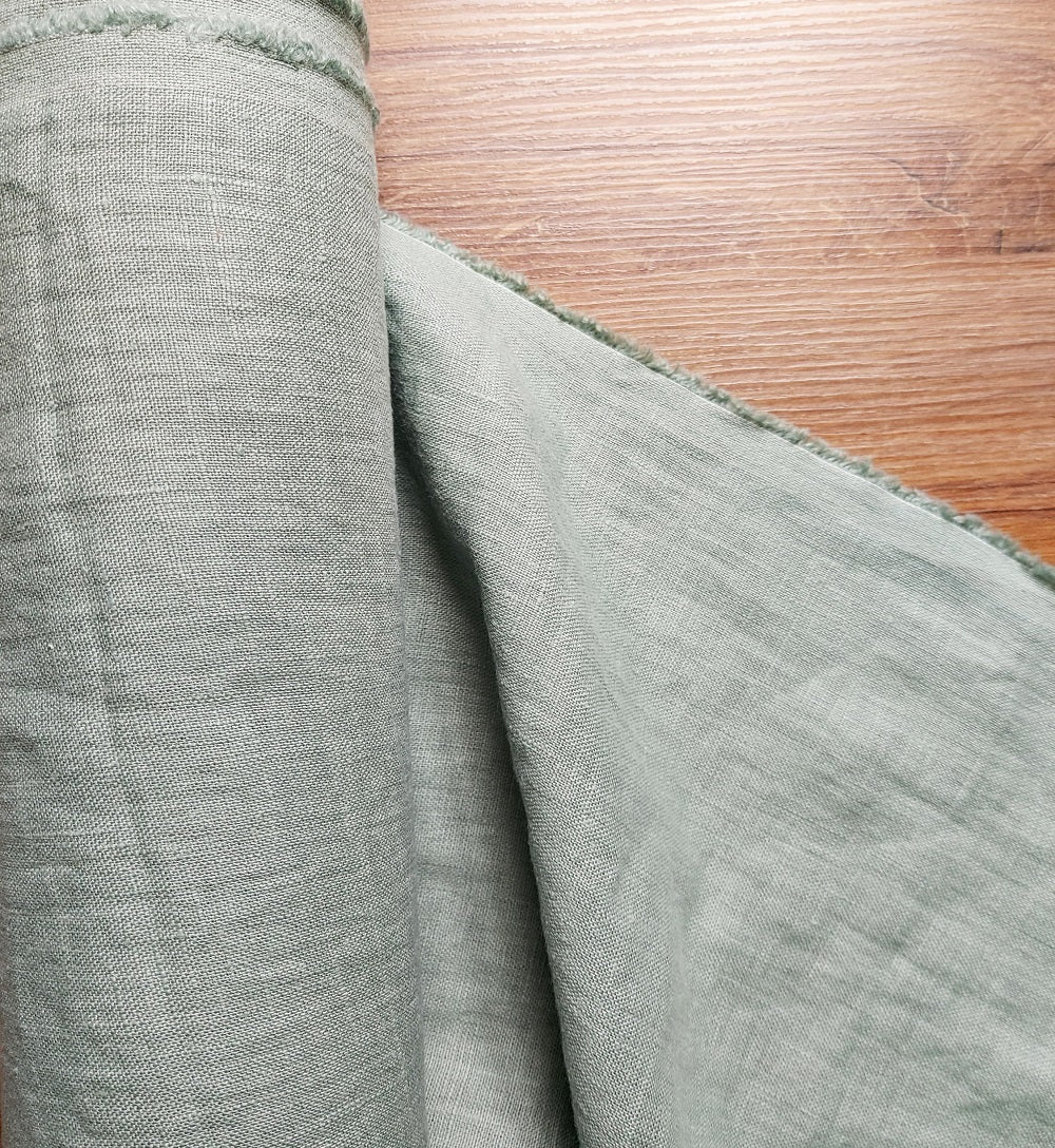 Linen fabric by metre, Soft linen fabric, Linen dressmaking fabric, sage green linen