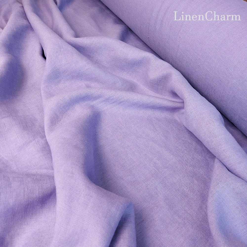 Linen Fabric Stonewashed, Soft Linen Fabric, 205g/m2, 145cm/57", Lavender Linen