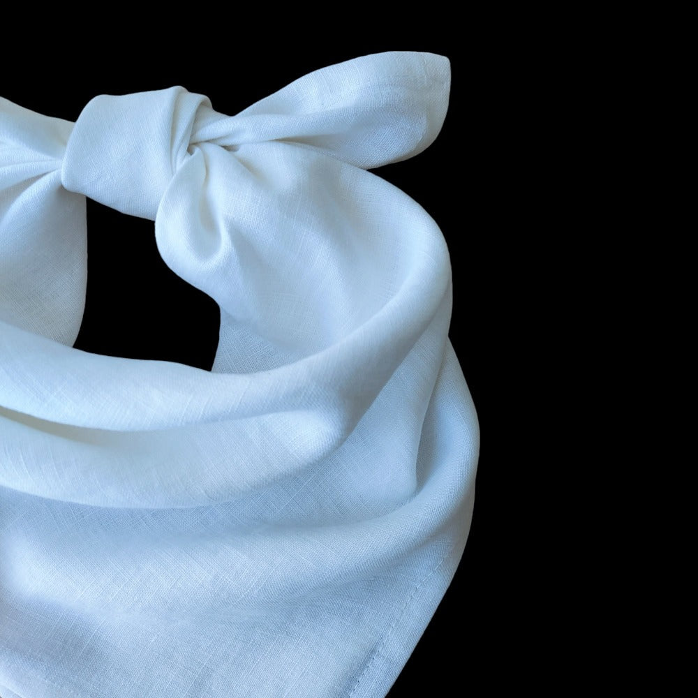 Linen bandana, Linen Headscarf, Linen Headband, Neckerchief, Linen Scarf, White 82 x 38cm / 32,3 x 15"