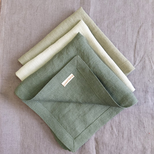 Linen napkin Light Grey 185g/m2, Green Grey , Natural, Grey Mint, White, Dusty Lilac 205g/m2.