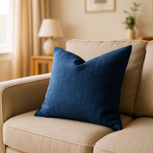 Linen Cushion Cover, Decorative Pillow Case, Throw Pillow Covers, Navy Blue Pillow Cover, Hidden Zipper Pillowcase