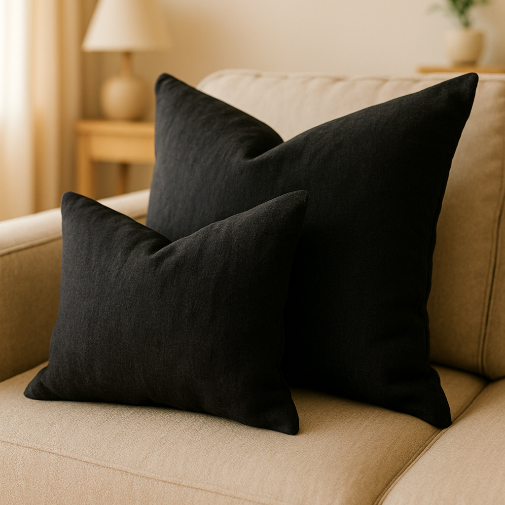 Linen Cushion Cover, Decorative Pillow Case, Throw Pillow Covers, Black Pillow Cover, Hidden Zipper Pillowcase