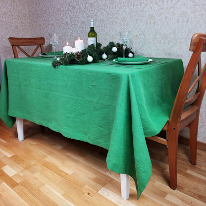 linen tablecloth, durable table linen, green tablecloth, sustainable home decor, eco-friendly tablecloth, natural table linens, rustic table setting, elegant dining essentials, reusable tablecloth, timeless table decor, organic fabric, earth-toned decor, quality linen, natural home decor, versatile table cover, farmhouse style, environmentally friendly, kitchen essentials, everyday elegance, minimalist table setting, handcrafted linen, durable home essentials, washable table linen, classic table decor.