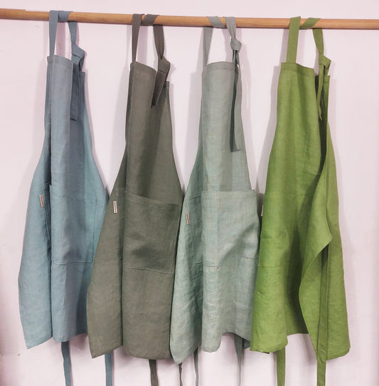 Kitchen apron, Linen apron, Apron with pockets, Cooking apron