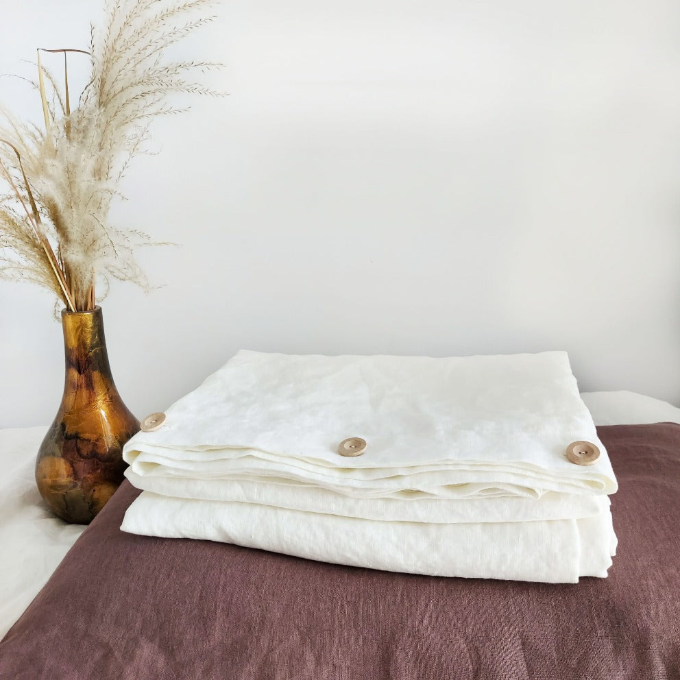 Linen bedding set, linen pillow cover, duvet cover with buttons
