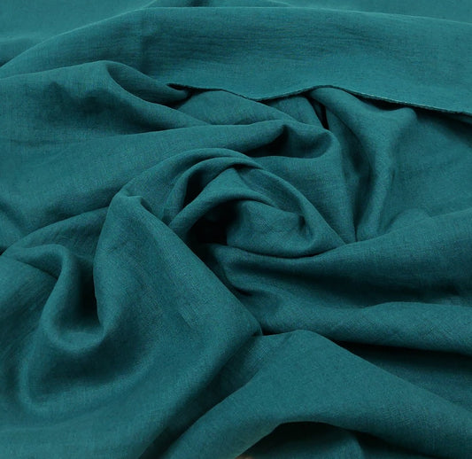 Linen fabric by metre, Soft linen fabric, Petrol linen fabric, Pure flax, 100% linen