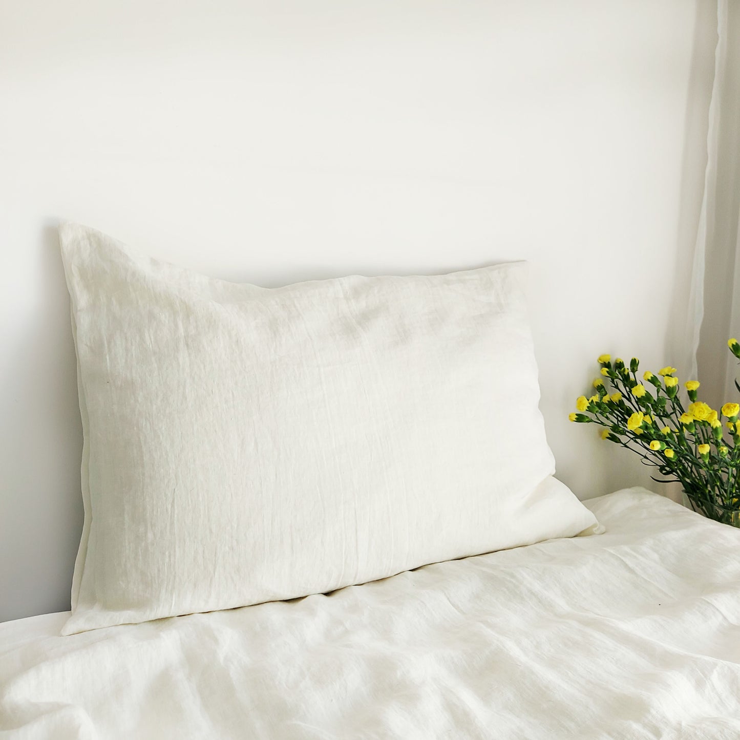 Linen Bedding Set in Ecru Color, Stonewashed Linen