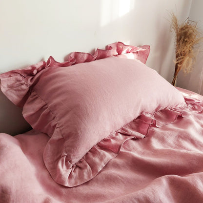 pink ruffle pillow case