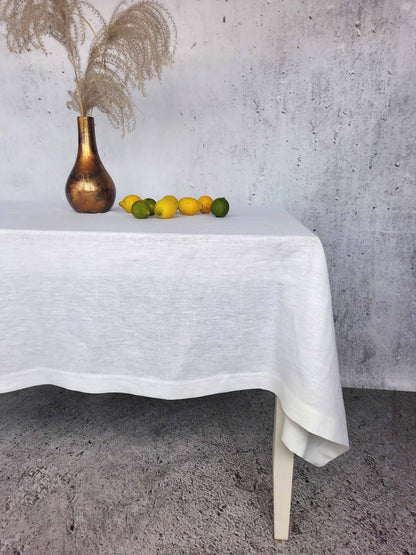 Natural Linen Tablecloth, Stonewashed Linen Tablecloth, 205g/m2 White