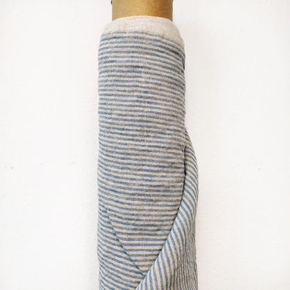 Linen fabric by metre, Soft linen fabric, Striped blue linen fabric