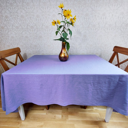 Natural Linen Tablecloth, Stonewashed Linen Tablecloth, 205g/m2 Lavender